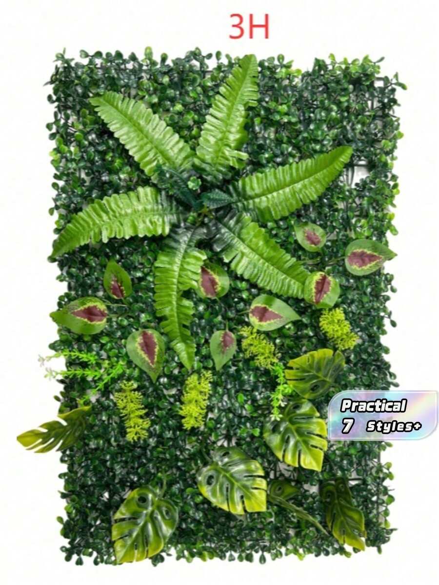 1 Peça Painel de Parede de Planta Verde Artificial | 40x60cm | Material Plástico | Sem Necessidade de Energia ou Bateria | Decoração Doméstica e de Jardim DIY | Adequado para Pátio Externo e Decoração de Cerimônia de Formatura, Fácil de Usar, Plantas Realistas - Verde - Visão 1