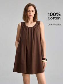 Ontre 2026 Nuevo vestido de muñeca morado para verano, vestido mini sin mangas, adecuado para el transporte urbano, vacaciones, playa, festivales de música, atuendo casual de primavera/verano, moda minimalista, transporte urbano, sencillez elegante, atuendo de verano - Rojo violeta - Ver 2