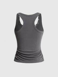 ROMWE Women's Y2K Retro Streetwear All-Match Sexy Slogan Print Rhinestone Tank Top - Grey - View 2
