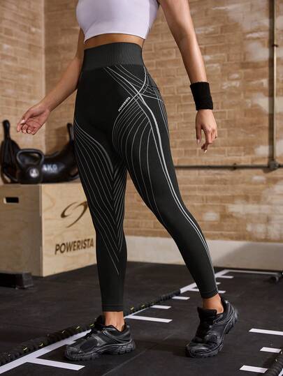 Powerista Women's Striped High Waist Casual Fitness Leggings