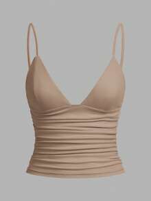 Tseoso Set di 3 canotte a fascia aderenti con arricciature in cotone al 95% nei colori nero, bianco e marrone - Abbigliamento sportivo estivo e per tutte le stagioni per sport, fitness, palestra, dormitorio, stile "soft girl", "clean girl", ritorno a scuola e abbigliamento da spiaggia - Multicolore - Visualizzare 5