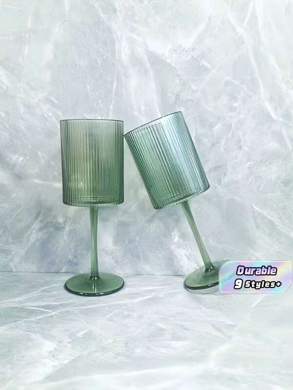 SHEIN 12/6/2pcs Striped Cylindrical High-Foot Wine Glasses, Pink/Green/Blue, Suitable For Friends Gatherings, Weddings, Banquets, Festivals, Birthday Parties, Champagne Glasses, Can Be Used As Gifts For Friends, Family And Husbands, New Year Party Atmosphere Champagne Glasses, Valentine's Day Gifts, Suitable For Outdoor And Camping (The Cup Column May Have Bubbles, Which Is Normal)