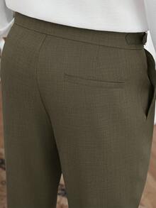 Core Aspect Men's Solid Color Casual Straight Leg Ankle Pants Without Belt Loop - Army Green - View 4