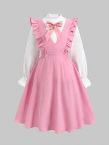 Tween Girls' Casual Everyday Comfortable Shirt Dress Set - Pink - View 10
