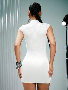 Denimoi Women's Sleeveless Mandarin Collar Open Front Dress - White - View 5