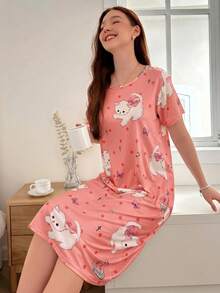 SHEIN 140克牛奶丝数码印花女士睡衣 - 彩色 - 查看 3