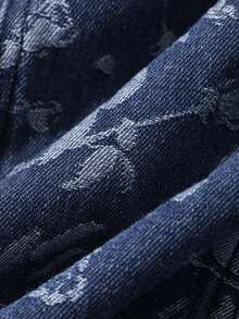 DAZY Chân váy denim mini nữ vạt bất đối xứng gấu sờn, mùa hè - Màu xanh lam - Xem 6