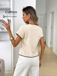 Easowa Áo liền quần cổ chữ V vai rộng tay dài cài kim loại vạt bất đối xứng dáng chữ A, kiểu dáng thoải mái, thanh lịch, thích hợp cho công sở, đi nghỉ mát, mùa xuân hè, áo blazer mỏng cho nữ - Màu be - Xem 6