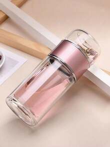 1pc Glass Tea Infuser Bottle, Double-Layer Glass Water Bottle With Filter, Loose Leaf Tea Steeper, Portable Tea Maker, Borosilicate Glass, Leak-Proof, Separate Tea Leaf Compartment, Suitable For Cold & Hot Drinks, Travel, Office, Home Use, Adult Healthy Gift - Multicolor - View 9