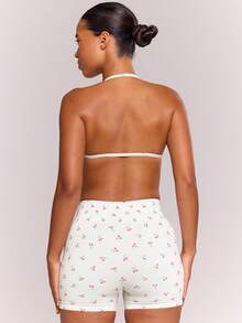 Musera Sport Cherry Print Scrunch Sports Bra Only Active Workout Gym Cute Pilates Fitness Daily - White - View 6
