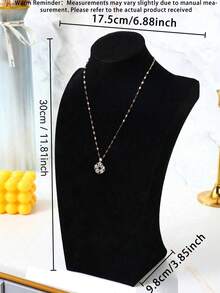 Flannel Necklace Display Stand Portrait Model Jewelry Stand Necklace Neck Mold Counter Display Props Necklace Rack Back To School - Black - View 4