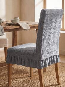 1 bộ bọc ghế ăn đa năng bằng vải jacquard, có chun co giãn, chống bụi, chống trầy xước, bao gồm cả tựa lưng và chân ghế. - Màu xám đen - Xem 2