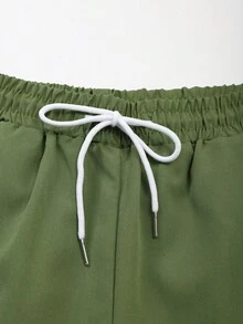 VIVINTIMO 男士龟叶印花纽扣衬衫和短裤泳装套装 夏季夏威夷风泳装 - 綠色 - 查看 7