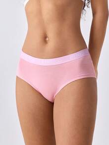 Loungeista 5pcs Women's Solid Color & Letter Print Elastic Waistband Comfortable Minimalist Briefs - Multicolor - View 9