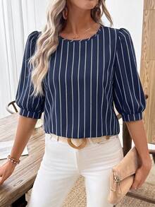 EMERY ROSE Áo sơ mi nữ tay phồng in họa tiết, kiểu dáng thường ngày, thích hợp đi làm. - Nhiều màu - Xem 5