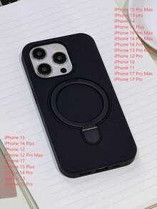 1 chiếc ốp lưng silicon lỏng cao cấp mờ có vòng giữ điện thoại vô hình cho iPhone 17 Pro Max 16 15 14 13 12 11 Pro Plus Max, hỗ trợ sạc không dây. - màu đen - Xem 17