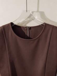 GlowEve Vestido corto elegante y romántico para vacaciones, trabajo y uso diario - Marrón - Ver 3