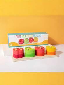 MINKOJA Wooden Fruit Stacking & Shape Sorting Toy – Educational Matching Game For Color & Fruit Recognition, Parent-Child Interaction - Multicolor - View 8