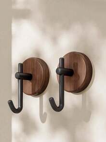 2PCS Self-Adhesive Walnut Wall Hooks Without Drilling Required, Suitable For Bathrooms And Kitchens - Multicolor - View 11