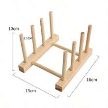 1pc Wooden Dish Storage Rack Daily Leisure Home Storage Wooden Materials Are Prone To Breakage; Please Handle With Care! - Pine 4 columns 3 grids 16cm - View 6