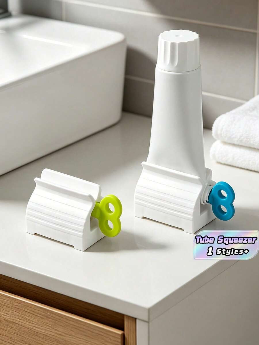 1pc Household Toothpaste Squeezer, Bathroom Accessories, Bathroom Storage, Save Toothpaste, Toothpaste, Toothpaste, Ointment, Hand Cream, No Waste Christmas For Holiday Gift Giving Home Bathroom Decor Summer - Blue and White - View 1