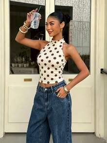 Muchica Áo croptop nữ kiểu dáng thường ngày, hở lưng, ôm sát, thích hợp cho mùa hè. - Nhiều màu - Xem 5