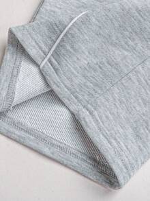 SHEIN Quần nỉ rộng rãi, phối nhiều mảnh vải, cạp chun, dành cho bé gái tuổi teen. - Xám - Xem 6
