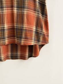 Rusticease Plus Size Women's Plaid Blouse, Autumn 90s 1950s Vintage Hiking Notch Neck Batwing Short Sleeve Loose Fit Tunic Top, Casual Striped Summer Vacation - Multicolor - View 4