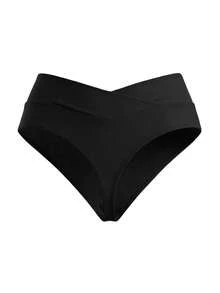 Swim SXY 夏季加大码纯色三角泳裤比基尼泳装 - 黑色 - 查看 2