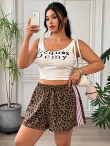 SHEIN EZwear 大码女式弹力腰休闲短裤，多色 - 彩色 - 查看 10