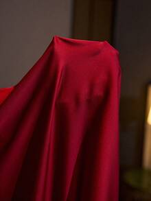 SilkySpell Elegant Burgundy Satin Lace Asymmetrical Ruffle Hem Robe, Luxurious Loungewear Night Wedding Autumn - Burgundy - View 8
