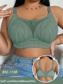 DesireSculpt Sujetador inalámbrico de talla grande - Verde militar - Ver 4