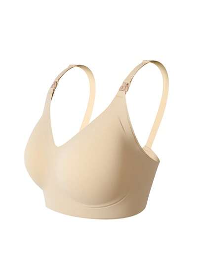 1 chiếc áo ngực cho bà bầu cỡ lớn không đường may, có dây đeo điều chỉnh được và mút ngực có thể tháo rời.