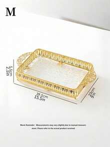 1pc/1set Middle Eastern Style Modern Elegant Large Trays, RectangularDecorative Trays -Multipurpose, Non-Tarnish, Metal Alloy, RectangularServing Trays For Coffee & Beverages, Gold - Gold - View 9