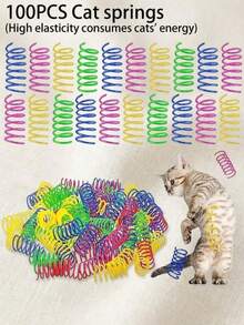 PETSIN 宠物猫自娱玩具，塑料彩色弹簧弹跳互动猫玩具，猫咪用品，猫咪螺旋弹簧/纸质褶皱玩具，2/4/8/10/12/20/30/40/50/60 片装，创意玩具，消磨时间，保持健康，耐用塑料彩色玩具，适合拍打、啃咬、追逐，适合猫咪，情人节猫狗礼物 - 彩色 - 查看 8