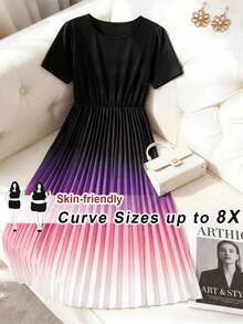 SHEIN CURVE+ Váy ngắn tay dài dáng suông, size US22, thích hợp cho lễ hội âm nhạc, kỳ nghỉ biển, phong cách bohemian mùa hè, thường ngày, in hoa, phối nhiều mảnh. - Nhiều màu - Xem 7