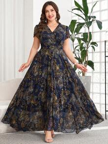 SHEIN Clasi Đầm hoa thanh lịch dành cho nữ cỡ lớn, đầm dự tiệc cưới mùa hè. - Nhiều màu - Xem 4
