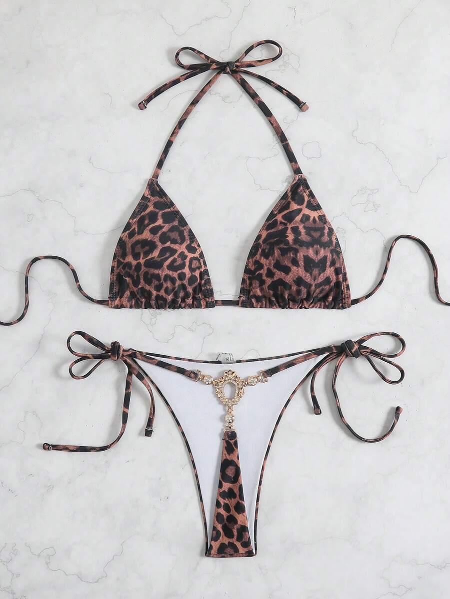 Swim Vcay Leopard Print Tankini Swimwear Set - Multicolor - View 1