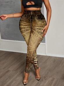 Slaydiva Plus Size Women Leopard Print Leggings, Suitable For Music Festivals - Multicolor - View 5