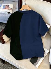 Manfinity Joysei Duck Pattern Print Design On Abdominal Muscles, Men's Fashionable Summer Casual Sportswear, Men's Top - Navy Blue - View 2