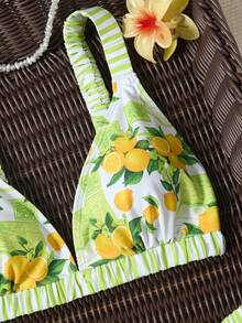 Swim Mod Women's Casual Vacation Beach Textured Fabric Bikini Two Pieces Swimwear - Green - View 4
