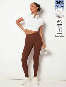 SHEIN BASICS 女款素色修身短版圓領T恤上衣 白色短版上衣 - 白色 - 查看 5