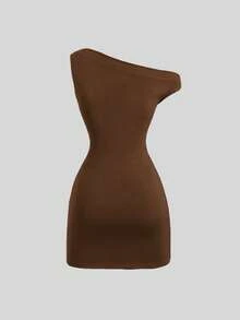 Flirla New Spring/Summer Women's Retro Sexy Slim Fit Comfortable Casual Pink Dress, Versatile - Brown - View 4