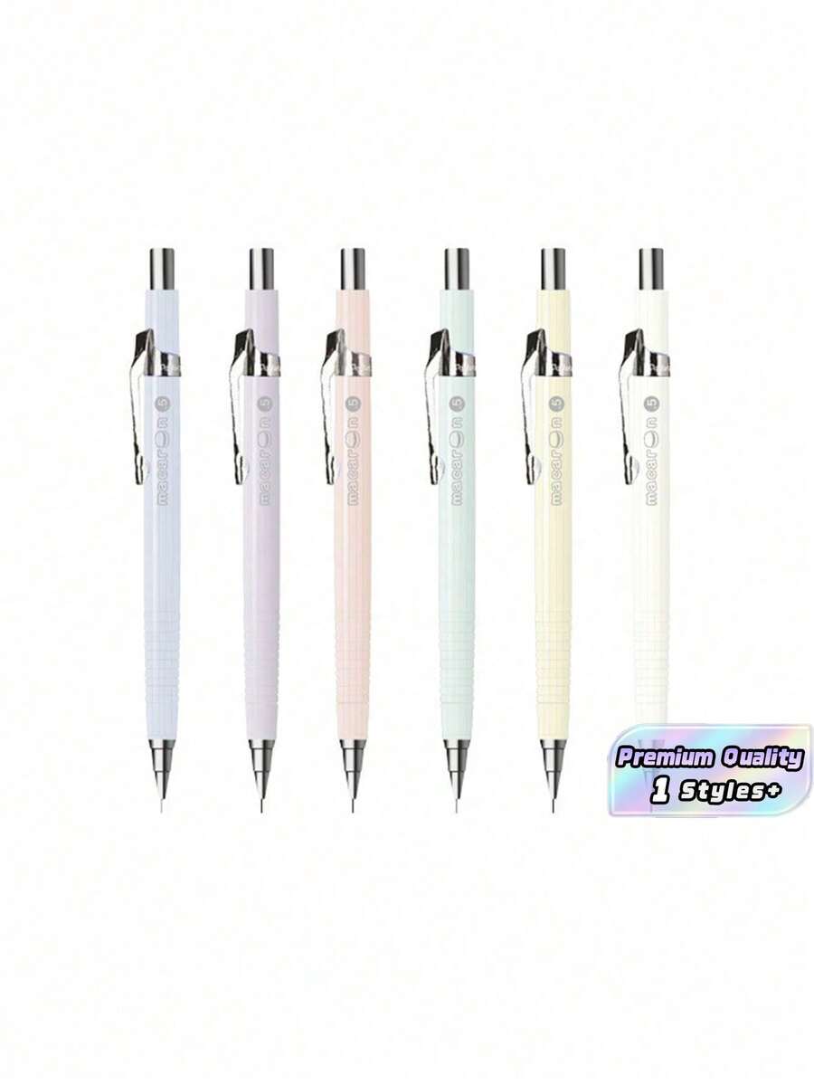 1 set de lápices automáticos de colores de macarons, de vuelta al colegio - Blanco - Ver 1