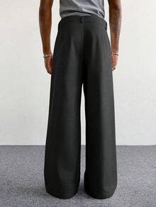 PAVTROS Men's Black Pants, Rivet Design, High-Fashion Versatile Loose Casual Trousers - Black - View 3