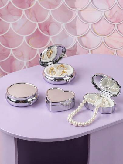 Joivida Hộp đựng trang sức ba ngăn bằng kim loại tròn (1 chiếc/3 chiếc), hộp đựng mỹ phẩm, trang sức để bàn, đựng bông tai, nhẫn, dây chuyền, vòng tay, phụ kiện tóc, hộp trong suốt, chống bụi, dùng trang trí bàn trang điểm, phòng ngủ.