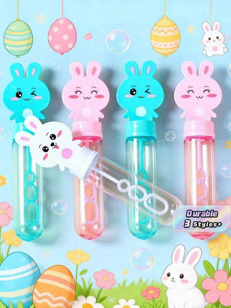 10 pièces Baguettes à bulles de lapin de Pâques (vides), bouteilles de solution à bulles en plastique réutilisables, cadeaux de fête en forme de lapin mignon et accessoires photo, remplisseurs de sacs cadeaux pour la décoration de fête de printemps en plein air pour enfants - Lapin de Pâques - Voir 1