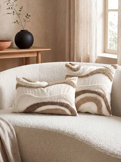 1pc Bohemian Marble Pattern Embroidered Plush Throw Pillow Cover, Suitable For Indoor Decor, All Season Decorative Pillow Cover, Pillow Insert Not Included