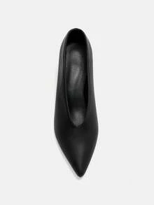 Bholvia Women Pointed Toe Chunky High Heel Shoes, Spring/Autumn Fashionable PU Leather Comfortable Black Slip-On Pumps Suitable For Daily Wear, Dinner, Formal Occasions,Elegant - Black - View 10