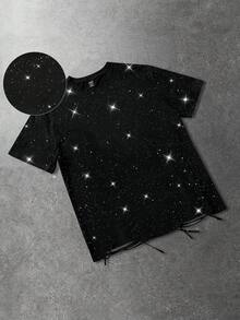 ROMWE MEN Herr T-shirts - Svart - Visa 1
